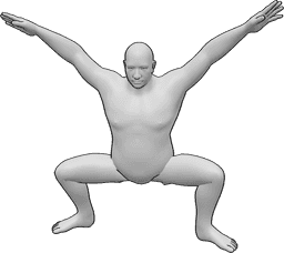 Pose Reference- Male sumo wrestler pose - Male sumo wrestler is standing and preparing to the wrestle