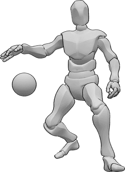 Pose Reference- Male dribbling handball pose - Male handball player is dribbling, running with the handball and looking ahead
