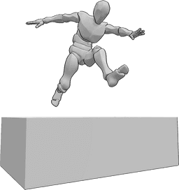 Pose Reference- Jumping over obstacle pose - Male is jumping high from running, jumping over an obstacle