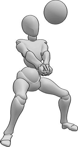 Référence des poses- Pose de la bosse du volley-ball - Une joueuse de volley-ball frappe la balle avec une frappe ciblée.