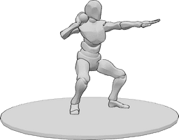 Pose Reference- Male shot put pose - Athletic male is exercising shot put, throwing a heavy weight far