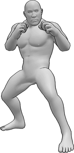Pose Reference- Boxing stance pose - Brute male is standing in boxing position, ready to fight