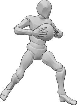 Pose Reference- Male holding basketball pose - Male is standing, holding a basketball and searching where to pass it