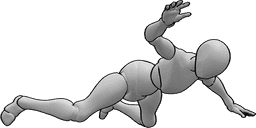 Referência de poses- Pose de queda no ar - Mulher a cair em pose no ar