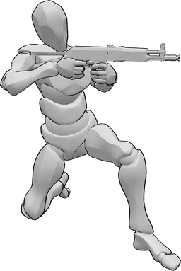 Référence des poses- Pose d'arme masculine - L'homme tient un pistolet.