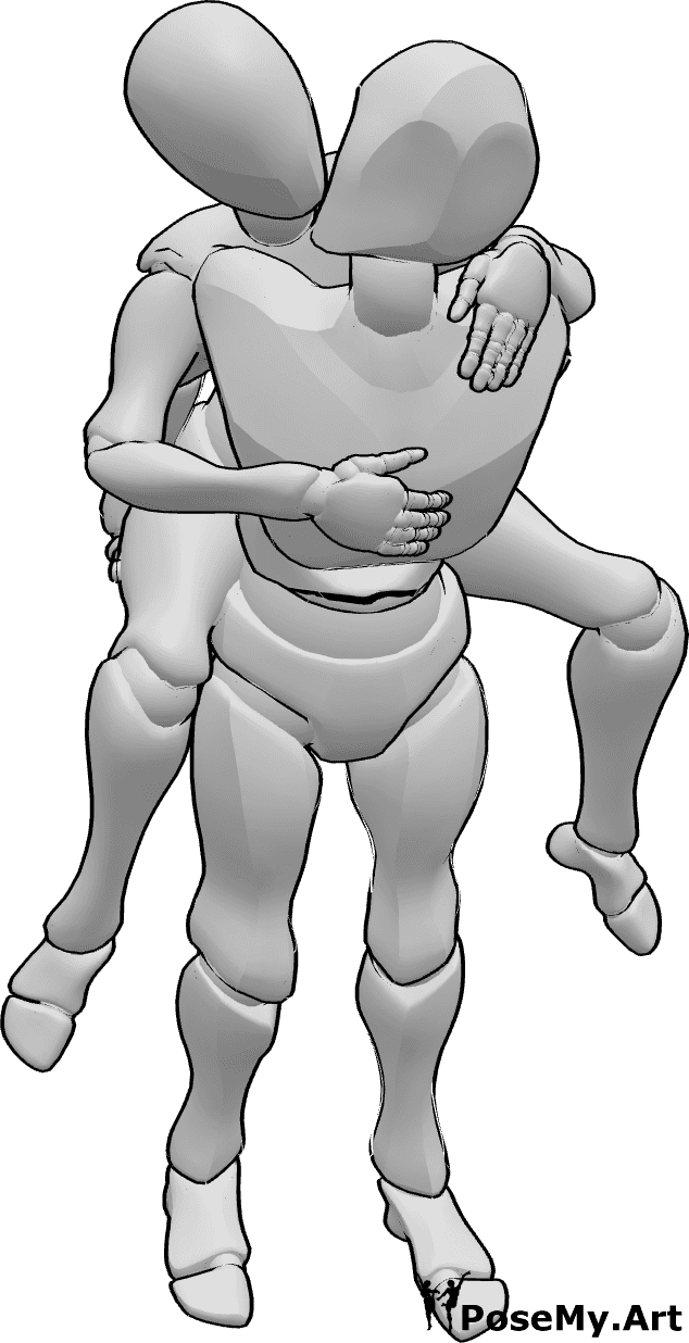 Pose Reference- piggyback  - man giving woman a piggyback