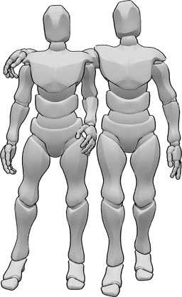 Riferimento alle pose- Due coppie di uomini in posa - Due uomini in piedi uno accanto all'altro posano