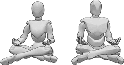 Riferimento alle pose- Posa di meditazione femminile maschile - Donna e uomo in meditazione insieme