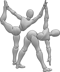 Pose Reference- Duo gymnastics pose - Females are doing gymnastics together pose