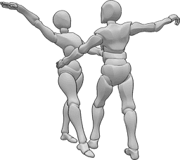 Riferimento alle pose- Posa del duo di ballo - Donna e uomo che ballano insieme posa