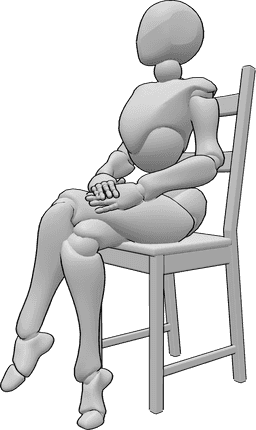Pose Reference- Female sitting chair pose - Female sits on a chair aesthetically pose