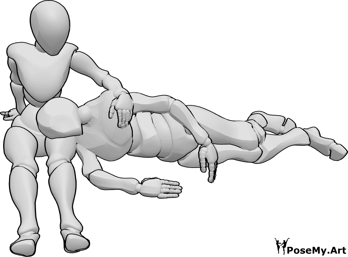 Référence des poses- homme reposant sur les genoux d'une femme - homme reposant sur les genoux d'une femme