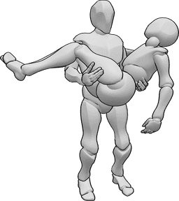Pose Reference- Man carreis woman - Male figure carries a female figure
