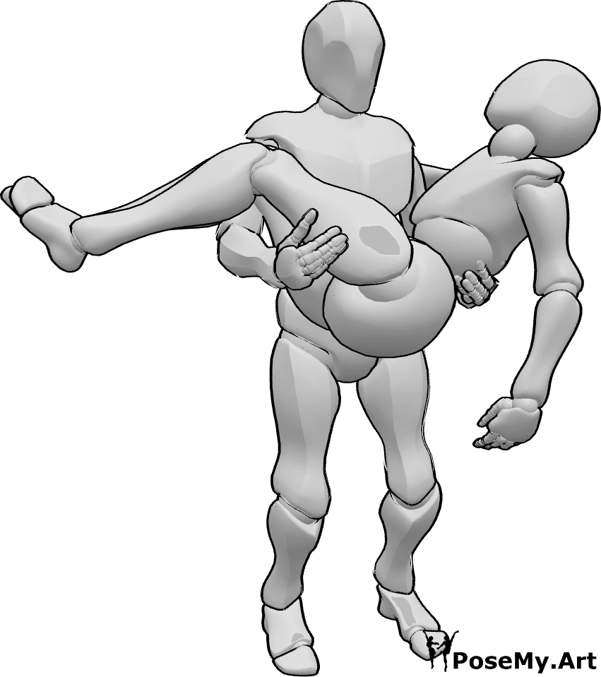 Pose Reference- Man carreis woman - Male figure carries a female figure