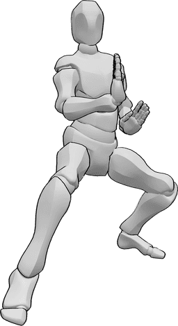 Posen-Referenz- Bereit Kampf Karate Pose - Männchen ist bereit zum Kampf Karate Pose
