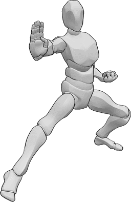 Pose Reference- Inviting fight karate pose - Male is inviting to fight karate pose