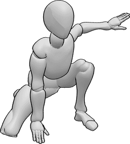 Pose Reference- superhero woman crouching - woman crouching
