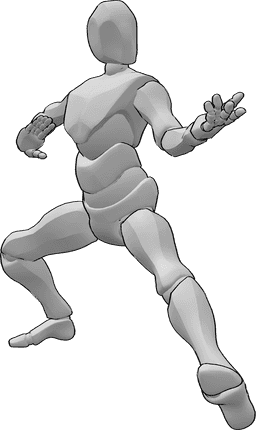 Pose Reference- Male karate fight pose - Male karate pose, inviting to fight pose