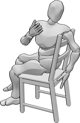 Pose Reference- man sitting on chair turning back - man sitting on  chair turning back