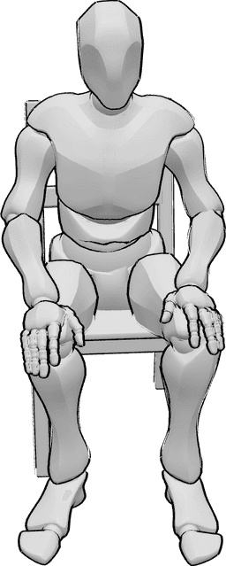 Referencia de poses- hombre sentado en una silla manos sobre las rodillas - hombre sentado en una silla manos sobre las rodillas