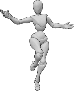 Pose Reference- Female cheerful jumping pose - Happy female cheerful jumping pose