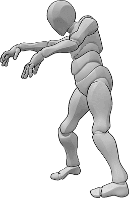 Pose Reference- Scary male zombie pose - Creepy male zombie is walking slowly pose