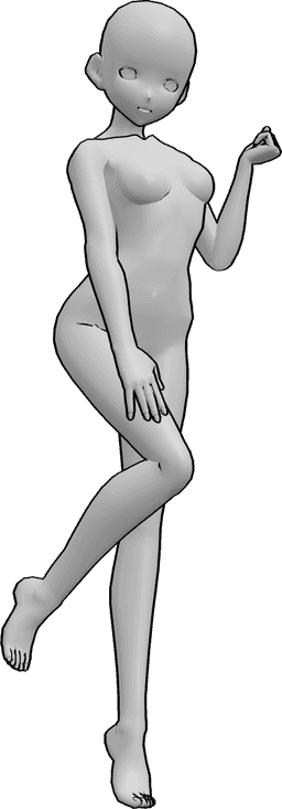 Référence des poses- Anime female flirting pose - Femme animée confiante en train de flirter