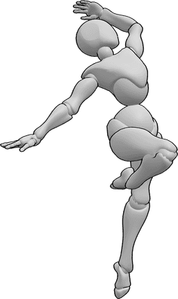 Referência de poses- Pose de libertação de um pé - Mulher releva pose dinâmica de ballet num só pé