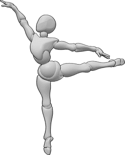 Referência de poses- Pose dinâmica de salto de ballet - Pose de salto de ballet de dança dinâmica feminina