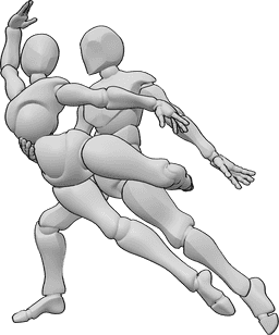 Referência de poses- Pose dinâmica de dança de ballet - Pose dinâmica de ballet, mulher e homem a dançar ballet
