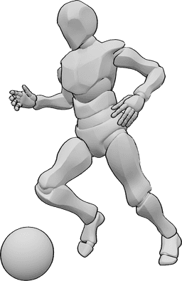 Pose Reference- Soccer running ball pose - Male soccer player is running with the ball pose
