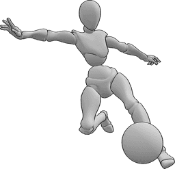 Pose Reference- Female goal kick pose - Female soccer player is kicking the ball into the goal pose