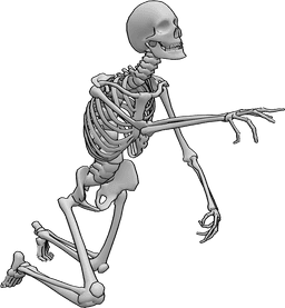 Riferimento alle pose- Posa dello scheletro strisciante - Lo scheletro è strisciante e in posa ossessionante