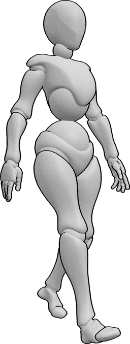 Referencia de poses- Postura de paseo informal femenina - Mujer caminando despreocupadamente posa