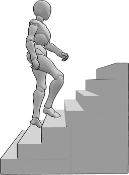 Referencia de poses- Mujer escaleras caminando pose - Mujer sube las escaleras posa