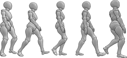 Pose Reference- Female walking pose - Female is walking forward - burst mode