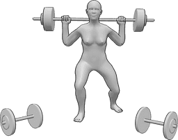 Pose Reference- Muscular female training pose - Muscular female is doing training, lifting weights