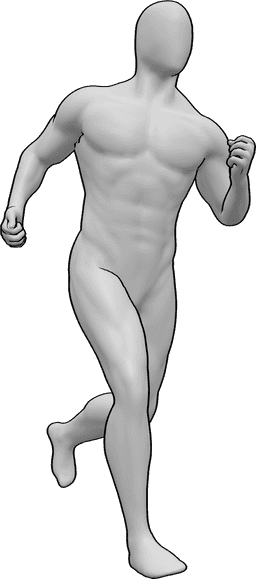 Riferimento alle pose- Posa maschile in corsa - L'uomo corre, guardando avanti posa