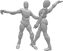 Pose Reference- Dancing holding hips pose - Female and male are dancing, holding each other and posing