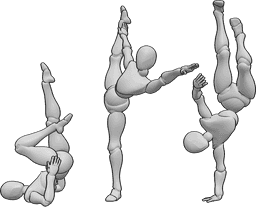 Pose Reference- Acrobatic dance pose - Three females are acrobatic dancing and posing