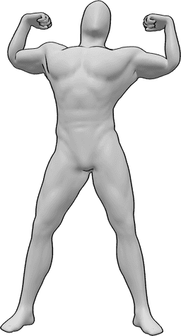 Pose Reference- Showing muscles standing pose - Muscle male is standing confidently, showing arm muscles pose