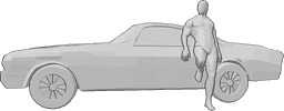 Pose Reference- Muscle male car pose - Confident muscle male is leaning on his car proudly