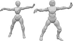 Pose Reference- Female male tai chi pose - Female and male are doing relaxing tai chi together