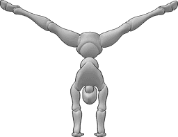 Pose Reference- Handstand side split pose - Female is standing on her hands and doing a side split