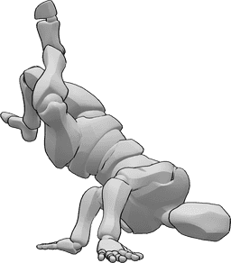 Pose Reference- Male breakdance handstand pose - Male is breakdancing and performing a handstand pose