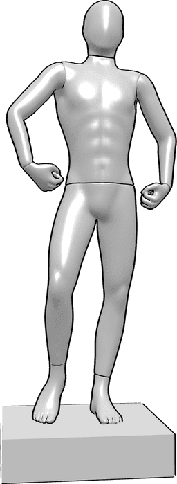 Pose Reference- Strong mannequin pose - Male mannequin is standing, showing muscles pose