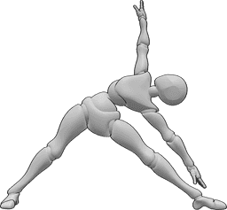 Pose Reference- Beginner yoga pose - Female beginner yoga pose, foot touch with left hand, right hand raised high