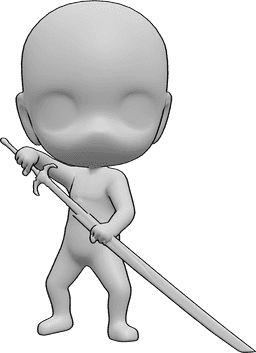 Referência de poses- Poses de espada chibi