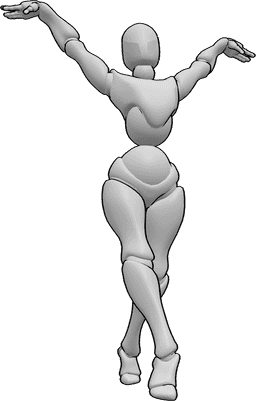 Posen-Referenz- Tango-Tänzerin in Geh-Pose - Weibliche Tangotänzerin in Gehpose mit erhobenen Händen