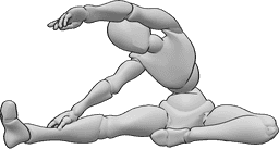 Pose Reference- Fitness stretches ground pose - Fitness female is warming up, sitting on the ground and doing stretches 
